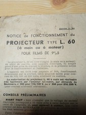 Notice De Fonctionnement Projecteur Lapierre  9,5 Mm Type L.60