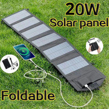 Panneau Solaire Portable 20W Câble USB 5V Camping-car/bateau Connecteurs Noir