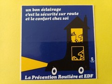 Autocollant vintage La Prévention Routière et EDF  éclairage 7,5cm/7,5 cm