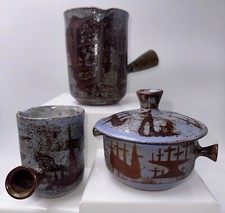 Ensemble de 3 pièces en céramique signés JEAN RIVIER VALLAURIS 1950