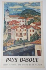 A. Durel Pays Basque 1964 Affiche Originale Chemin de Fer Tourisme