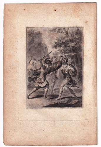Gravure xviiie combat sabre - gravure,