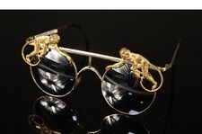 Lunettes de soleil aviateur vintage Mercura NYC laiton doré singes volants miroi