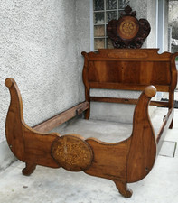 Ancien lit double Charles x ? Biedermeier? Italy bed? Marquetry
