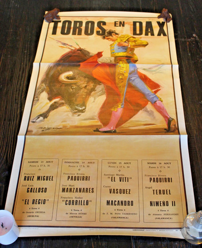 Ancienne affiche toros dax - toros, en