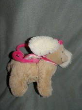 Doudou Peluche Sac Chien Scuba beige écru noeud rose Noukie's Noukies 22  CM