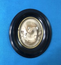 ancien cadre reliquaire en cheveux XIXe verre bombé Relique Souvenir Napoléon 3