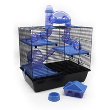 Cage à Rongeur Rufus Noir Bleu 45x50x33cm Hamster Souris Gerbille Accessoire Neu