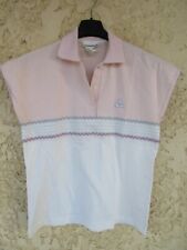 Polo tennis LE COQ SPORTIF vintage blanc rose shirt années 80 42 D 40 UK 14