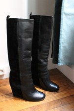 Céline bottes à talons compensées en cuir et daim taille 38