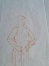 dessin ancien 19ème Jean Léon Gérôme étude orientale sanguine lion