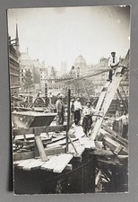 CARTE PHOTO PARIS Construction du METRO Ouvriers Tour St Jacques en arrière plan