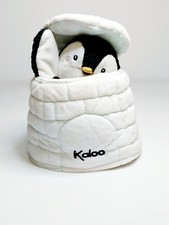 Doudou Plat/Marionnette Gabin Pingouin Blanc Noir Bleu Cache Cache Igloo - Kaloo