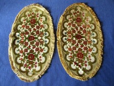 Napperon N°297 tapis centre de table velours tapisserie ovale 36x64 cm lot de 2