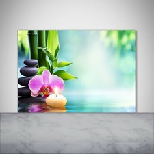 Tulup Panneaux De Cuisine Sur Verre - 100x70 - Bambou Orchidée