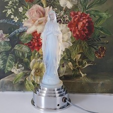 ETLING Edmond Veilleuse en verre Opalescent Figurant La Vierge Art Déco  TBE
