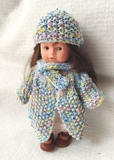 tenue bleue pour poupée Mini Corolline Corolle gilet écharpe et bonnet