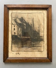 Bateaux quai dessin signé - quai,,