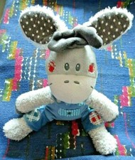 HB3/ DOUDOU PELUCHE ANE GRIS TITOUTAM SALOPETTE BLEU ETOILE BANDANA  KOM 9