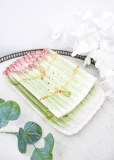 Service à asperge plat et égouttoir en barbotine vintage