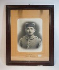 Antique Soldatenbild P.Reutter Tombé 1917 Frankfurt 1. Wk Encadrée H. Verre