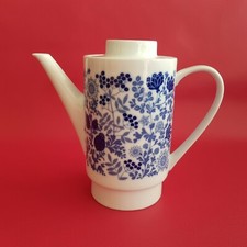 Théière en porcelaine Melitta blanc décor bleu - vintage