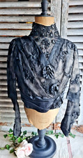ANCIEN HAUT DE ROBE CORSET VICTORIEN TAILLE DE GUEPE 19EME PERLE DE JAIS