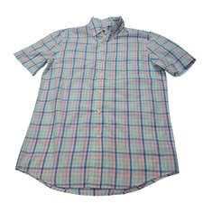 Chemise CHAPS vert bleu rose à carreaux manches courtes taille S #8e