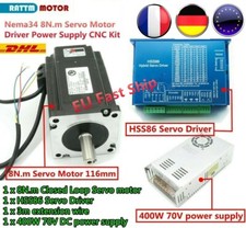 【FR】 Nema34 70V DC CNC Kit Closed Loop Servo Motor 8N.m 116mm 6A & HSS86 Driver
