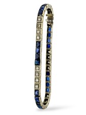French Art Deco Platinum Bracelet with Diamonds and Sapphires