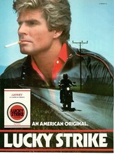 LUCKY STRIKE Cigarettes 1986 Publicité 1 Page Originale Motocycliste