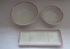 PORTE BROSSE A DENT ET 2 BOLS A RASER EN FAIENCE LISERE GRENAT