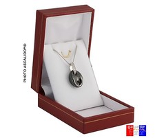 Pendentif Grain De Café En Céramique avec chaine en Argent Massif dans son écrin