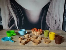 DÎNETTE ACCESSOIRES TUPPERWARE REPAS CUISINE JOUET ANCIEN PLASTIQUE ET BOIS 