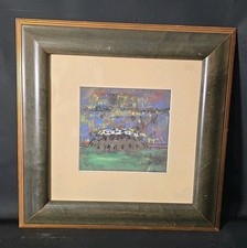 Tableau huile pastel composition Signé Phil Brown XXème 