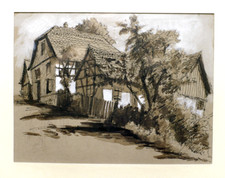 Dessin lavis encre et gouache