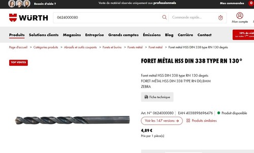 Foret métal würth - métal, din