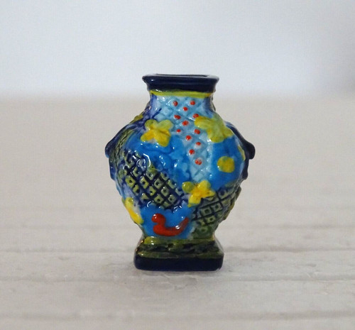 Fève vase balustre - , émaux