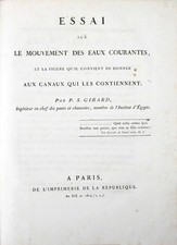 GIRARD, Pierre Simon Essai sur le mouvement des eaux courantes et la figure qu'i
