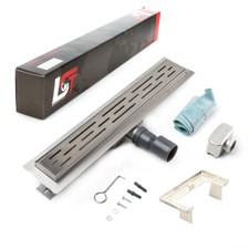 Caniveau Lignes Fente 500x70mm Gouttière Avec Inox Siphon Grille Filtrante