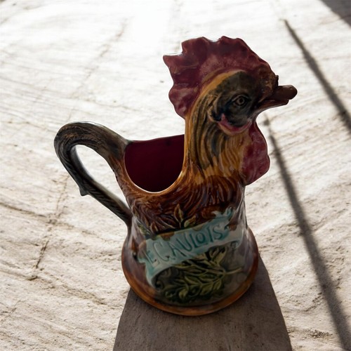 Ancien pichet coq barbotine - ancien,