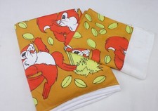 Ensemble drap et taie d'oreiller lit enfant bébé écureuils vintage 