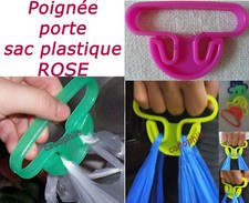 POIGNÉE CROCHET PORTE SAC DE COURSE PLASTIQUE 15KGS MAX ROSE ACCROCHE SHOPPING