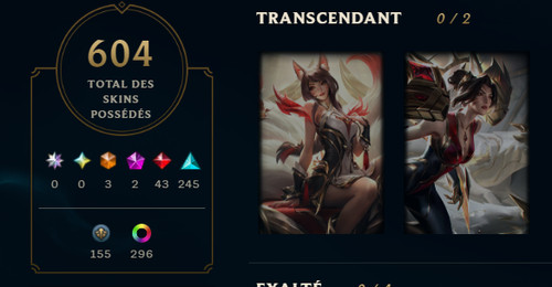 Compte lol honor - 604, skins