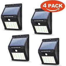 Pack 4 Lampe Solaire jardin Extérieur Lumière 20 Led Etanche Détecteur Mouvement