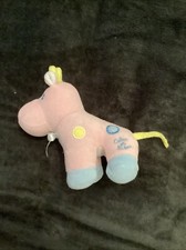 O/ Doudou Peluche Vintage Girafe Vache Rose Câlin Et Bisou Rose Bleu Jaune Blanc