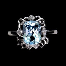 Bague En Argent Sterling 925 Antique En Topaze Bleu Ciel 9x7mm Bijoux Taille 8.5