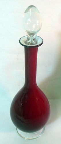 Vtg cased glass decanter - glass,