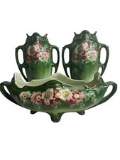 GARNITURE DE CHEMINÉE LUNEVILLE DECOR FLEURS D 'EGLANTINES