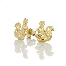 Boucles d'Oreilles Ecureuils en Or Jaune 9 Carats